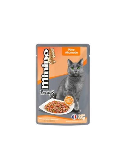 ALIMENTO PARA GATO MININO PLUS PAVO AHUMADO 85 GR