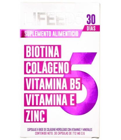 BIOTINA COLAGENO VITAMINA B5 E ZINC 30 CAP LIFEED5