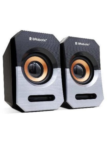 BROBOTIX BOCINAS PORTATILES 963913 ALAMBRICO 2.0 CANALES 5W RMS USB-3.5MM NEGRO-PLATA - Image 2