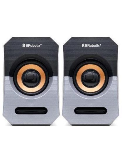 BROBOTIX BOCINAS PORTATILES 963913 ALAMBRICO 2.0 CANALES 5W RMS USB-3.5MM NEGRO-PLATA - Image 3