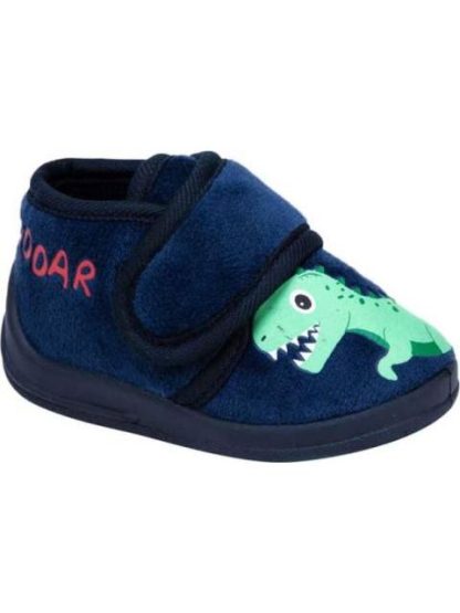 PANTUFLA BOTA PELUCHE BORDADO AZUL MARINO SCHATZ KIDS - Image 2