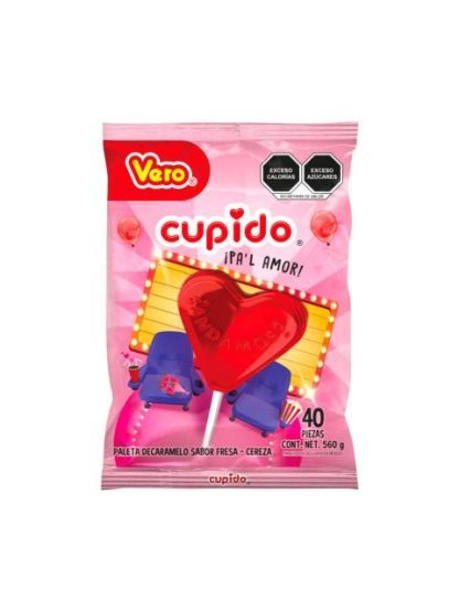 PALETA CUPIDO MACIZA BOLSA CON 40 PIEZAS