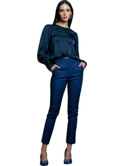 PANTALON STRETCH CON CINTURON AZUL MARINO HOLLY LAND