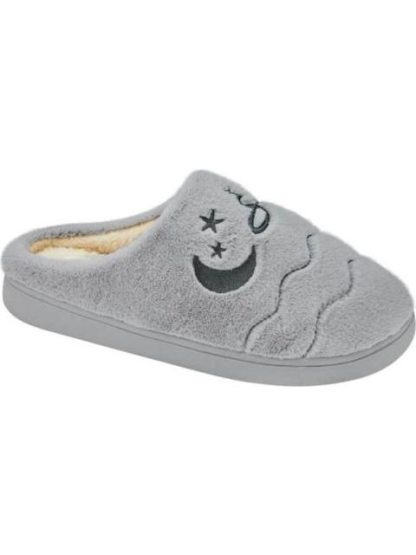 PANTUFLA ZUECO PELUCHE GRIS SHOSH CONFORT