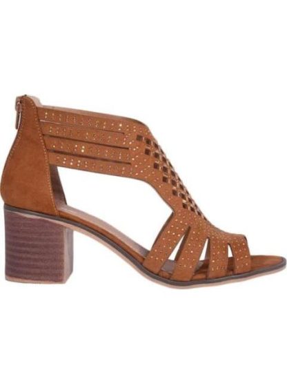 SANDALIA BOTIN CON TACON CAMEL VI LINE