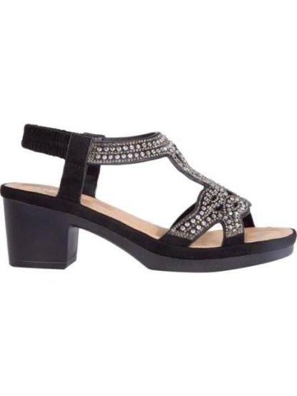 SANDALIA CONFORT CON PIEDRAS NEGRO SHOSH