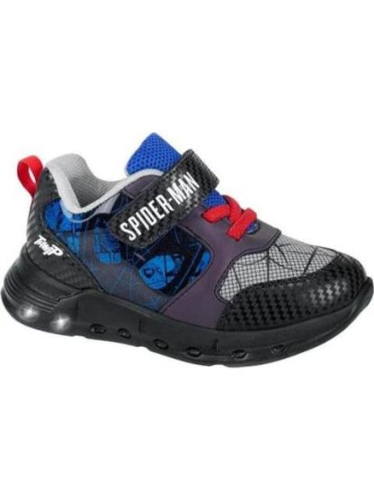 TENIS CASUAL URBANO CHOCLO LUCES NEGRO SPIDERMAN