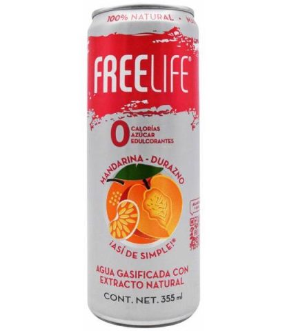 AGUA GASIFICADA MANDARINA DURAZNO 355 ML FREELIFE