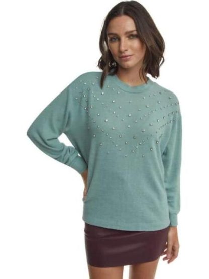 BLUSA CON PEDRERIA AZUL MENTA HOLLY LAND - Image 2