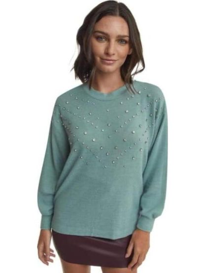 BLUSA CON PEDRERIA AZUL MENTA HOLLY LAND - Image 5