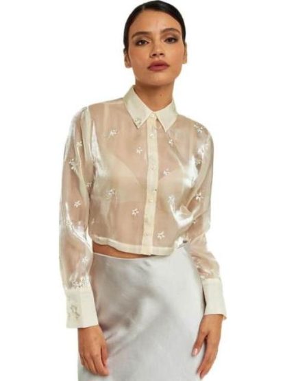 CAMISA CON TRANSPARENCIA BEIGE HOLLY LAND - Image 2