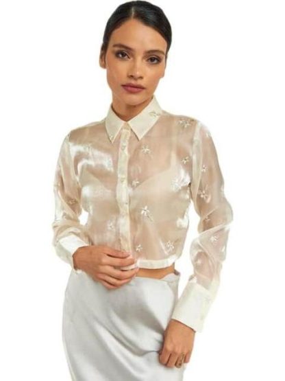 CAMISA CON TRANSPARENCIA BEIGE HOLLY LAND - Image 5