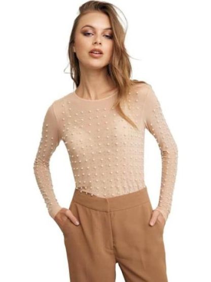 BLUSA MESH PERLAS NUDE HOLLY LAND - Image 2