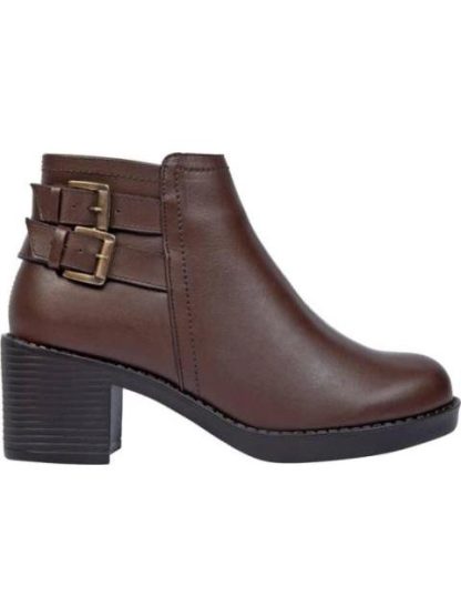 BOTA DE PIEL VACUNO CON HEBILLAS CAFE VIVIS SHOES