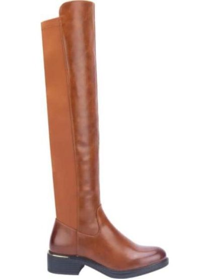 BOTA EXTRA LARGA STRETCH COGNAC TIERRA BENDITA