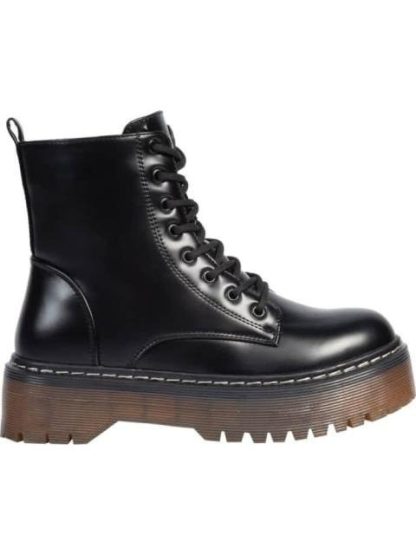 BOTA MILITAR PU CON PLATAFORMA NEGRO GOODYEAR