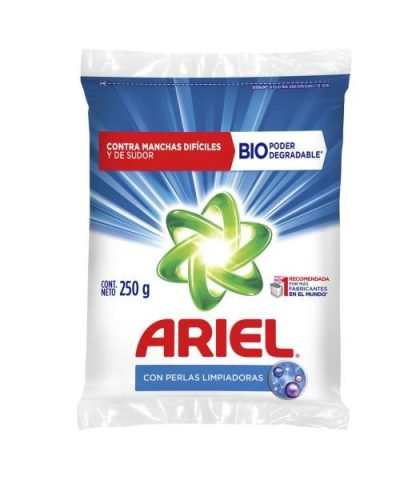 DETERGENTE EN POLVO ARIEL PERLAS LIMP. 250 GR