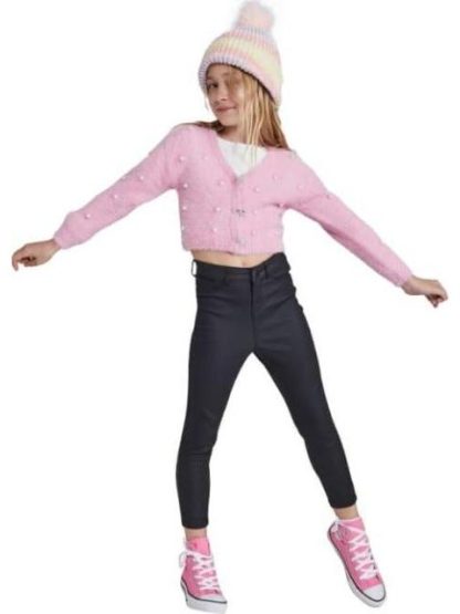 PANTALON EFECTO PIEL NEGRO HOLLY LAND KIDS