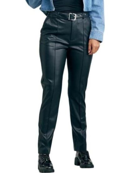 PANTALON RECTO EFECTO PIEL NEGRO HOLLY LAND - Image 2