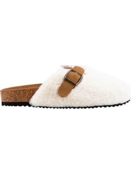 PANTUFLA PELUCHE CON HEBILLA BLANCO SHOSH