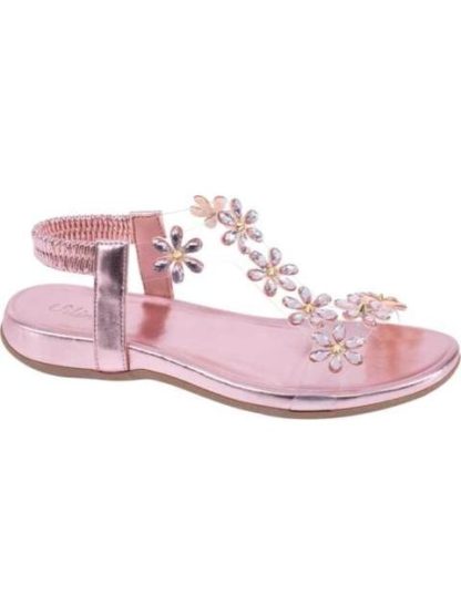 SANDALIA PLANA CON FLORES ROSEGOLD VI LINE - Image 2