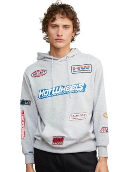 SUDADERA ESTAMPADA GRIS HOT WHEELS