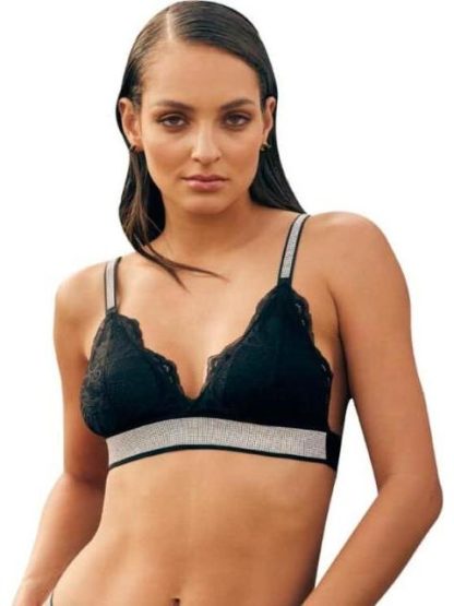 TOP BRALETTE CON BRILLOS NEGRO LOVE TO LOUNGE