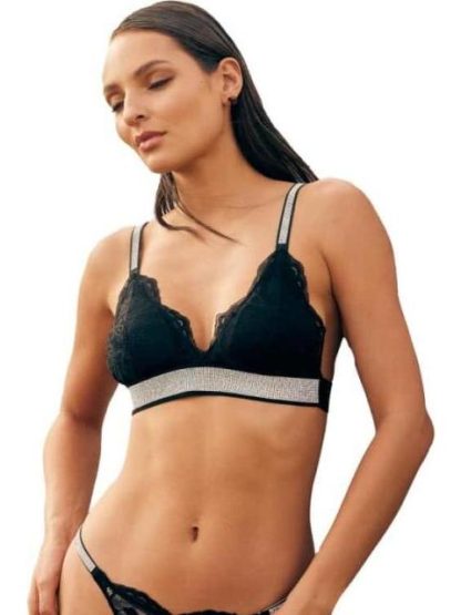 TOP BRALETTE CON BRILLOS NEGRO LOVE TO LOUNGE - Image 5