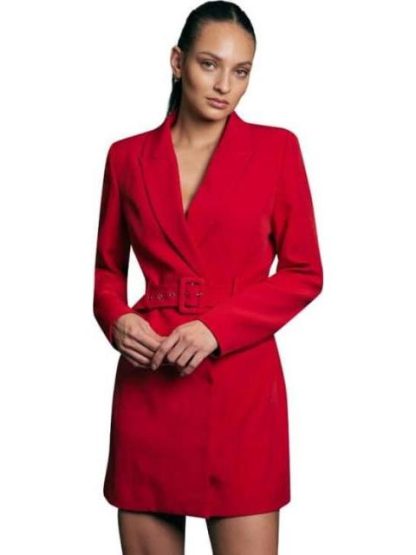 VESTIDO BLAZER CON CINTURON ROJO HOLLY LAND - Image 3